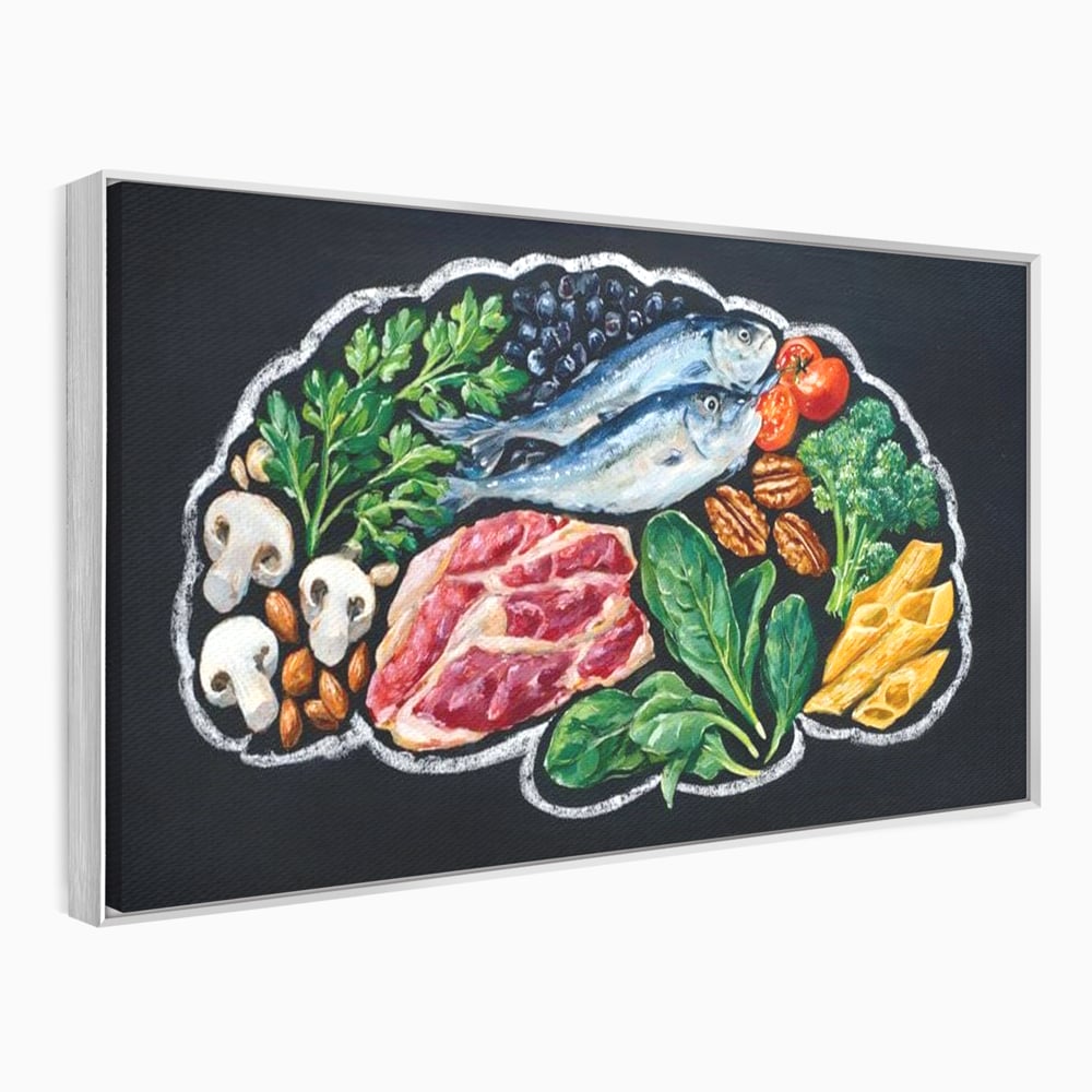Leinwand Premium Canvas Wall Art, LuxCanva® N1155, Perfekter Teller, Fisch, Fleisch, Fleisch, Gemüse, Zutaten, Gemüse, Gewürze, Rezepte, Restaurant, Küche