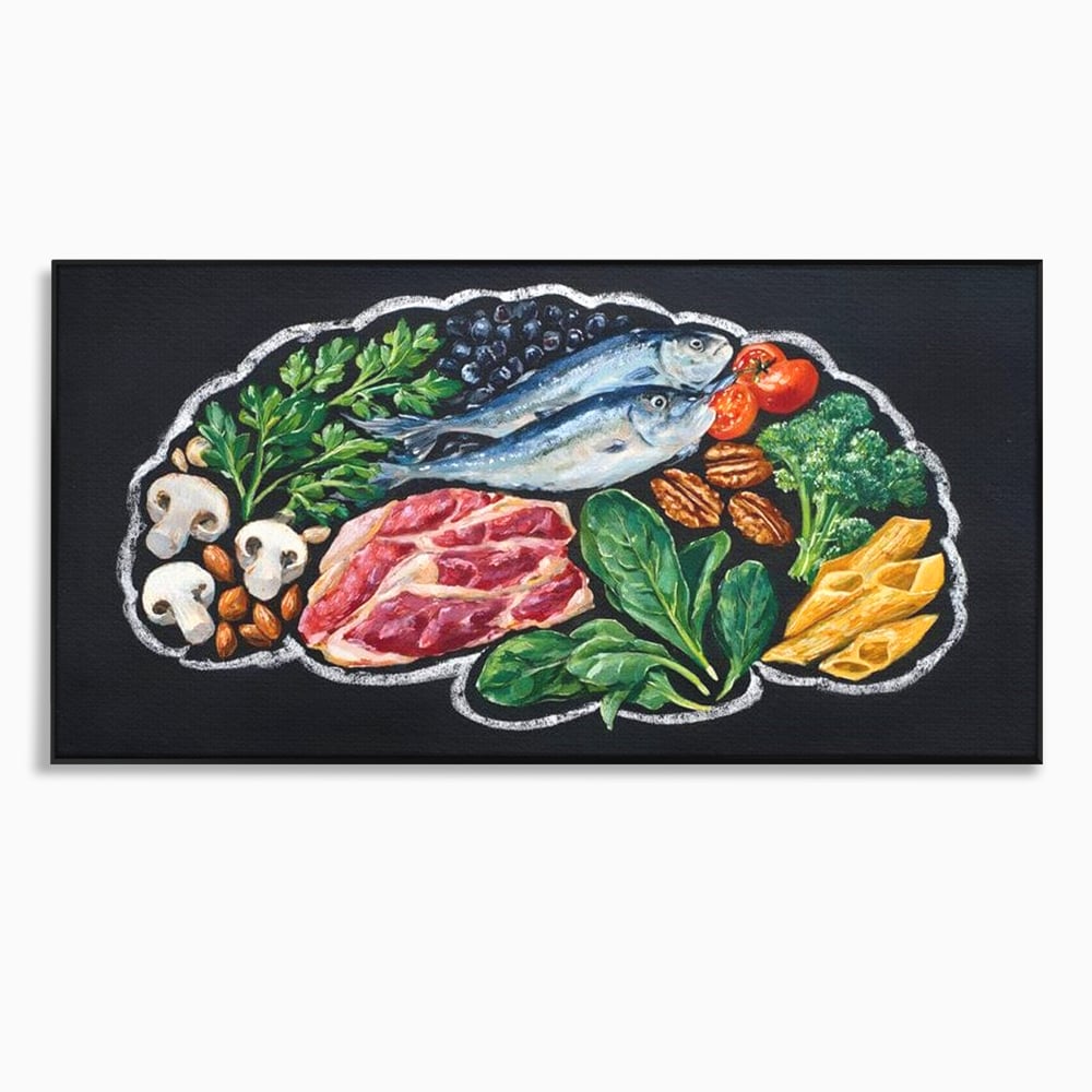 Leinwand Premium Canvas Wall Art, LuxCanva® N1155, Perfekter Teller, Fisch, Fleisch, Fleisch, Gemüse, Zutaten, Gemüse, Gewürze, Rezepte, Restaurant, Küche