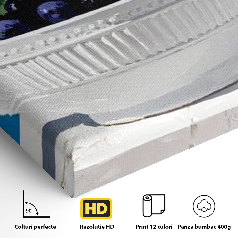 Tablou Canvas Premium, LuxCanva® N1156, Compozitie Fructata, Bol, Fructe, Capsuni, Portocale, Struguri, Fructe de Padure, Vitamine, Restaurant, Bucatarie