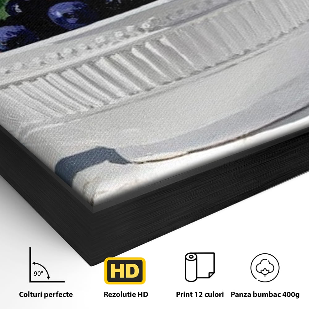 Tablou Canvas Premium, LuxCanva® N1156, Compozitie Fructata, Bol, Fructe, Capsuni, Portocale, Struguri, Fructe de Padure, Vitamine, Restaurant, Bucatarie
