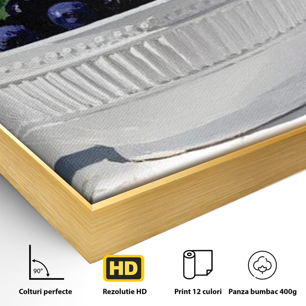 Tablou Canvas Premium, LuxCanva® N1156, Compozitie Fructata, Bol, Fructe, Capsuni, Portocale, Struguri, Fructe de Padure, Vitamine, Restaurant, Bucatarie