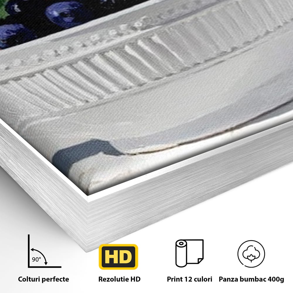 Tablou Canvas Premium, LuxCanva® N1156, Compozitie Fructata, Bol, Fructe, Capsuni, Portocale, Struguri, Fructe de Padure, Vitamine, Restaurant, Bucatarie