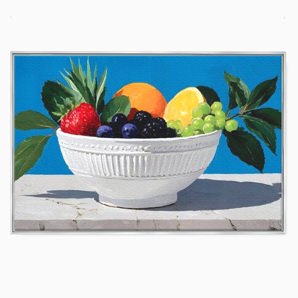 Tablou Canvas Premium, LuxCanva® N1156, Compozitie Fructata, Bol, Fructe, Capsuni, Portocale, Struguri, Fructe de Padure, Vitamine, Restaurant, Bucatarie