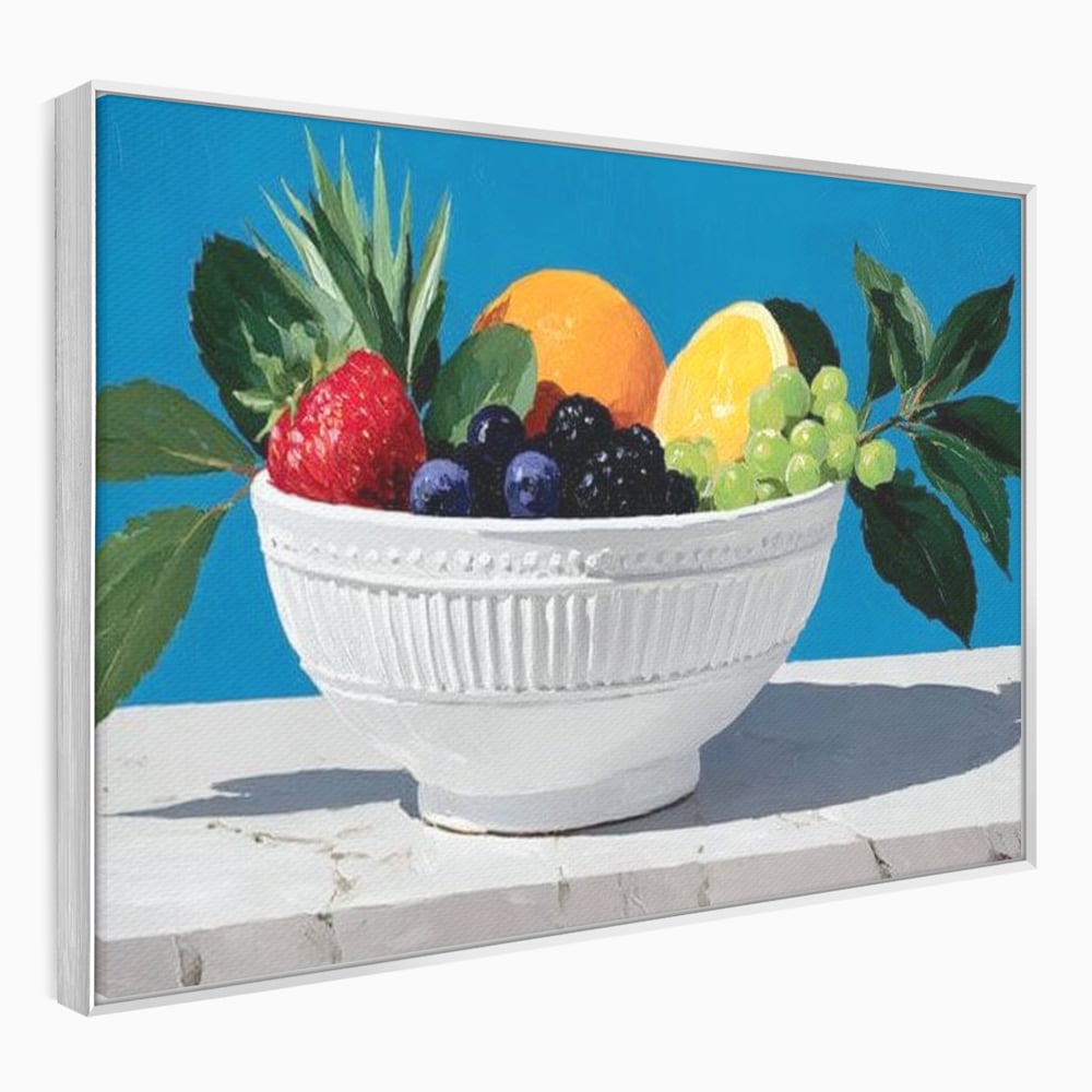 Tablou Canvas Premium, LuxCanva® N1156, Compozitie Fructata, Bol, Fructe, Capsuni, Portocale, Struguri, Fructe de Padure, Vitamine, Restaurant, Bucatarie