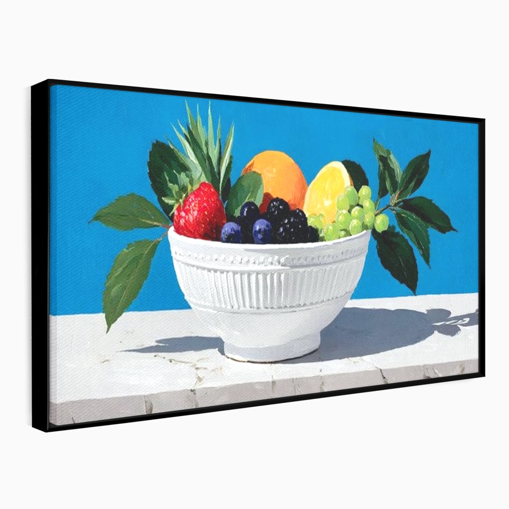 Tablou Canvas Premium, LuxCanva® N1156, Compozitie Fructata, Bol, Fructe, Capsuni, Portocale, Struguri, Fructe de Padure, Vitamine, Restaurant, Bucatarie