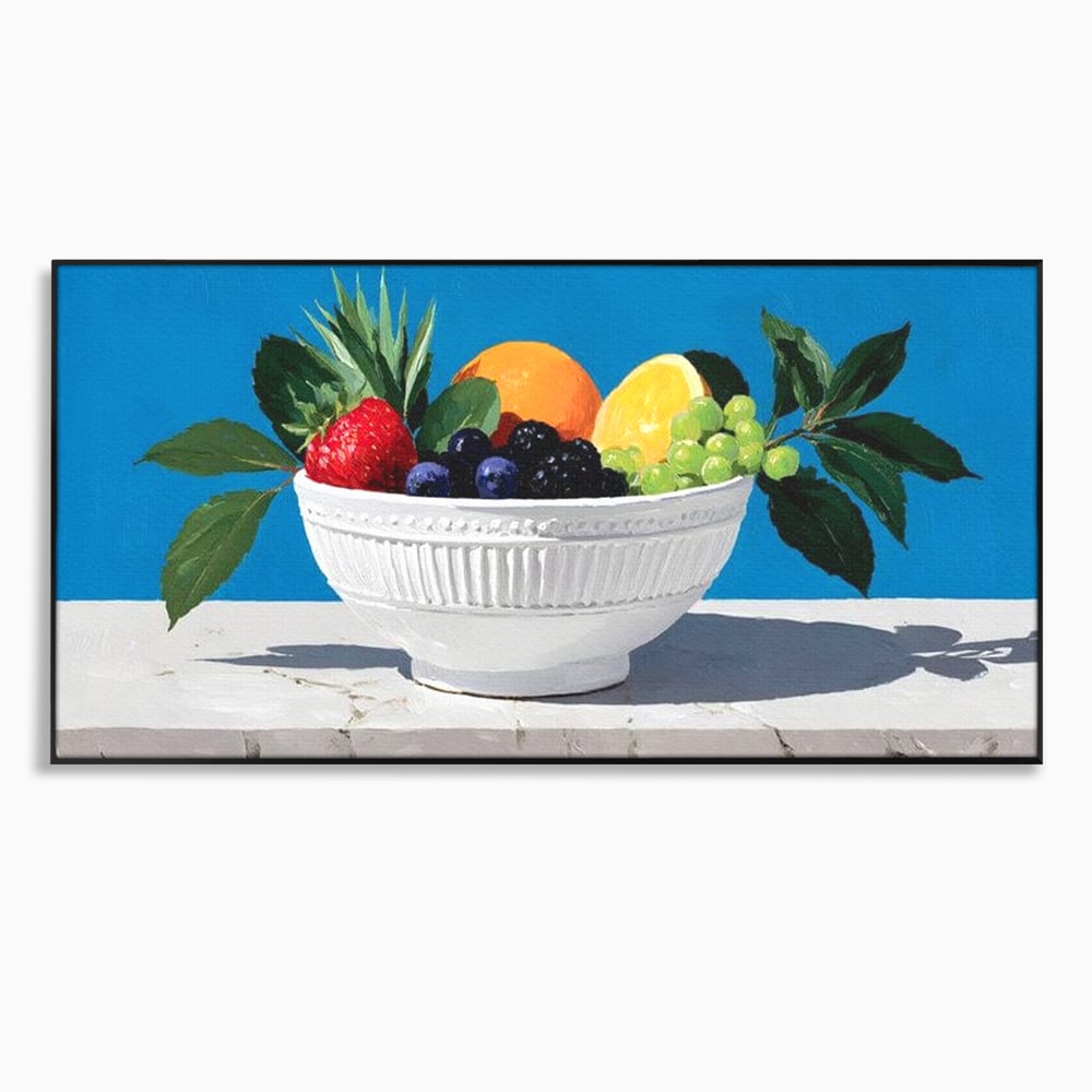 Tablou Canvas Premium, LuxCanva® N1156, Compozitie Fructata, Bol, Fructe, Capsuni, Portocale, Struguri, Fructe de Padure, Vitamine, Restaurant, Bucatarie