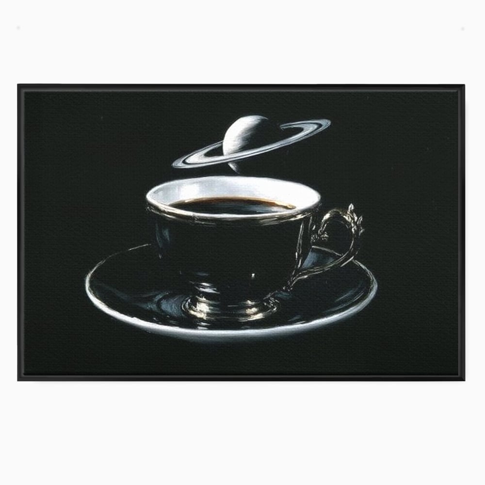 Tablou Canvas Premium, LuxCanva® N1157, Orbita Neagra, Cafea, Espresso, Ceasca, Vintage, Planeta, Misterios, Modern, Cafenea, Pub, Bar, Lounge, Restaurant, Bucatarie