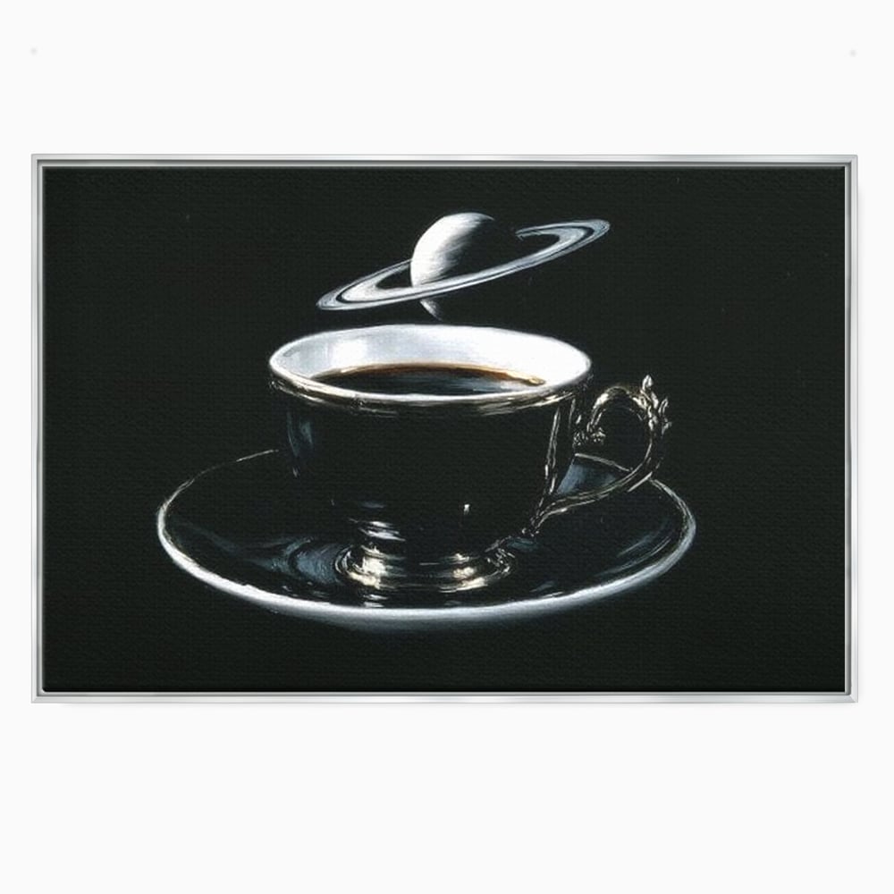 Tablou Canvas Premium, LuxCanva® N1157, Orbita Neagra, Cafea, Espresso, Ceasca, Vintage, Planeta, Misterios, Modern, Cafenea, Pub, Bar, Lounge, Restaurant, Bucatarie