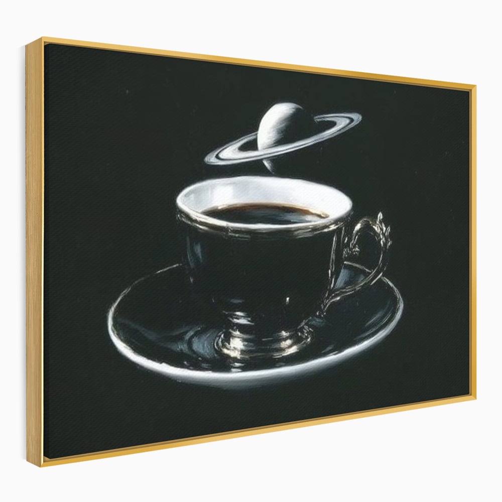 Tablou Canvas Premium, LuxCanva® N1157, Orbita Neagra, Cafea, Espresso, Ceasca, Vintage, Planeta, Misterios, Modern, Cafenea, Pub, Bar, Lounge, Restaurant, Bucatarie