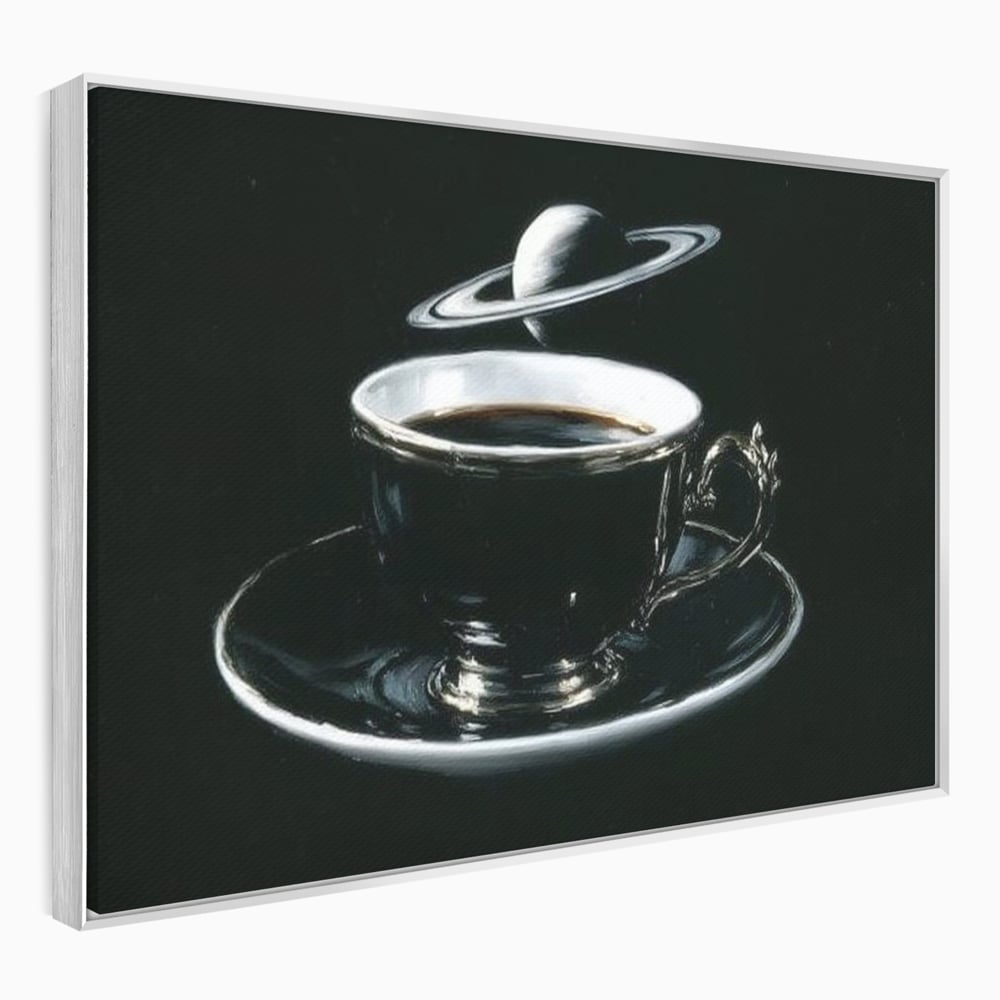 Tablou Canvas Premium, LuxCanva® N1157, Orbita Neagra, Cafea, Espresso, Ceasca, Vintage, Planeta, Misterios, Modern, Cafenea, Pub, Bar, Lounge, Restaurant, Bucatarie