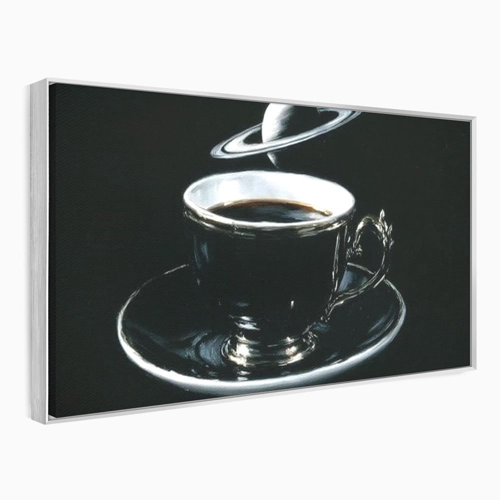 Tablou Canvas Premium, LuxCanva® N1157, Orbita Neagra, Cafea, Espresso, Ceasca, Vintage, Planeta, Misterios, Modern, Cafenea, Pub, Bar, Lounge, Restaurant, Bucatarie