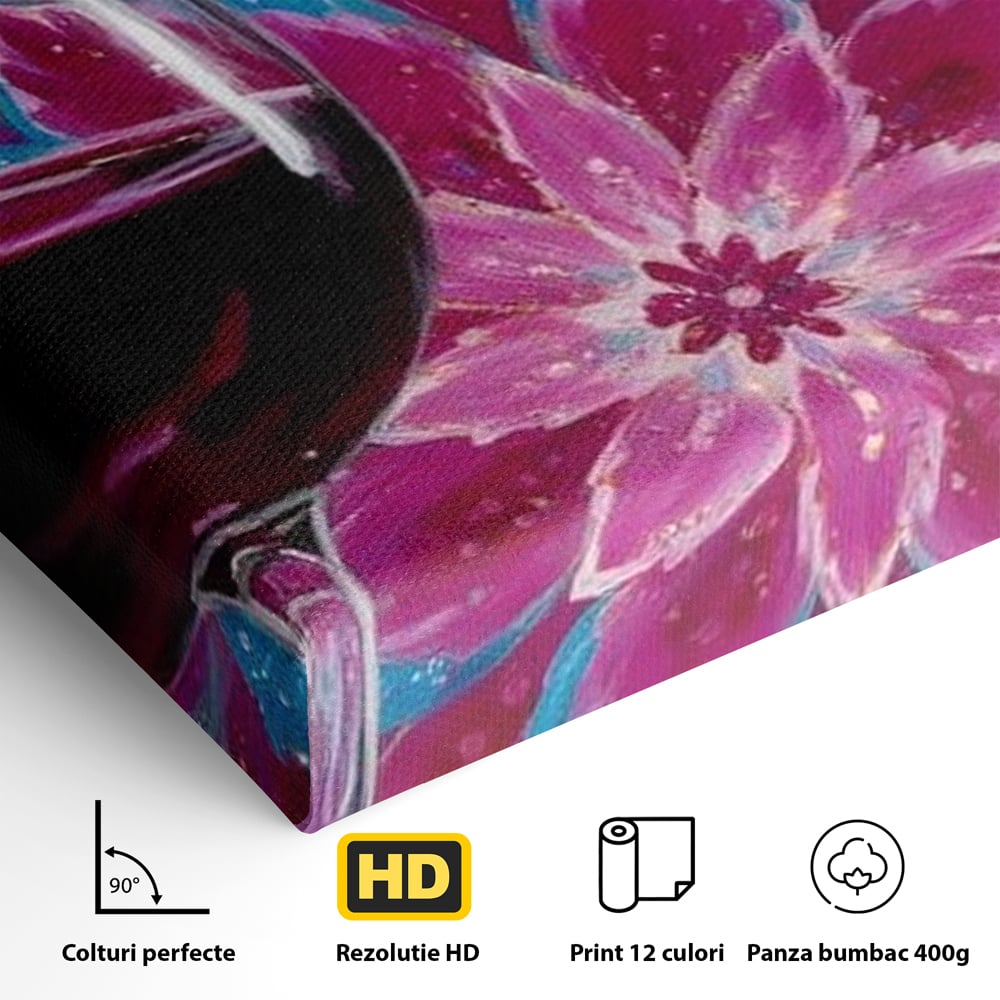 Premium-Leinwandbilder, LuxCanva® N1158, Magischer Kelch, Rotwein, Getränk, Mandala, golden, schimmernd, Blütenblätter, Pub, Bar, Lounge, Restaurant, Küche