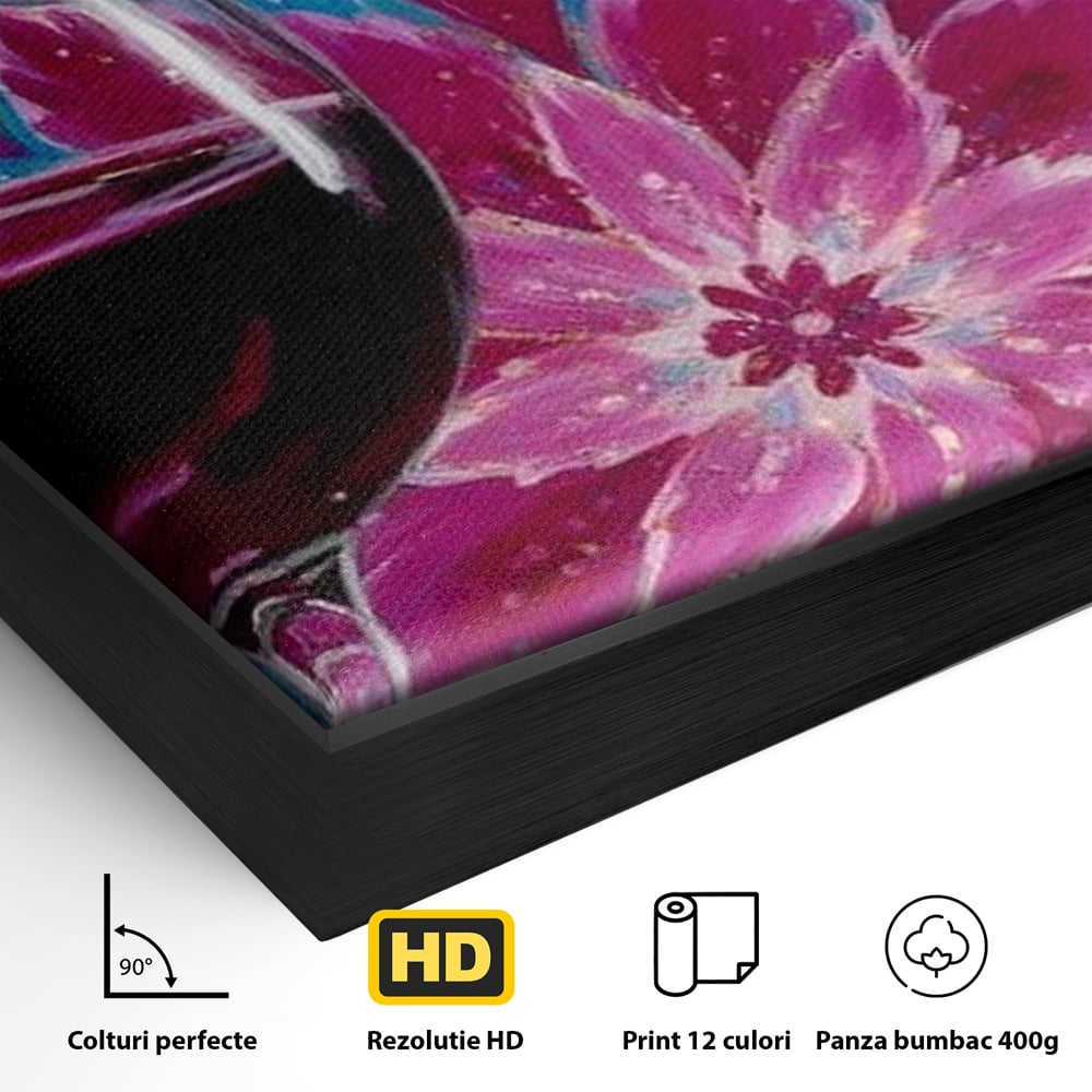 Premium-Leinwandbilder, LuxCanva® N1158, Magischer Kelch, Rotwein, Getränk, Mandala, golden, schimmernd, Blütenblätter, Pub, Bar, Lounge, Restaurant, Küche