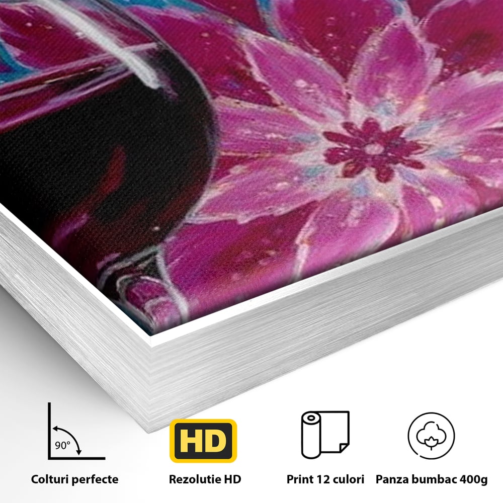 Premium-Leinwandbilder, LuxCanva® N1158, Magischer Kelch, Rotwein, Getränk, Mandala, golden, schimmernd, Blütenblätter, Pub, Bar, Lounge, Restaurant, Küche