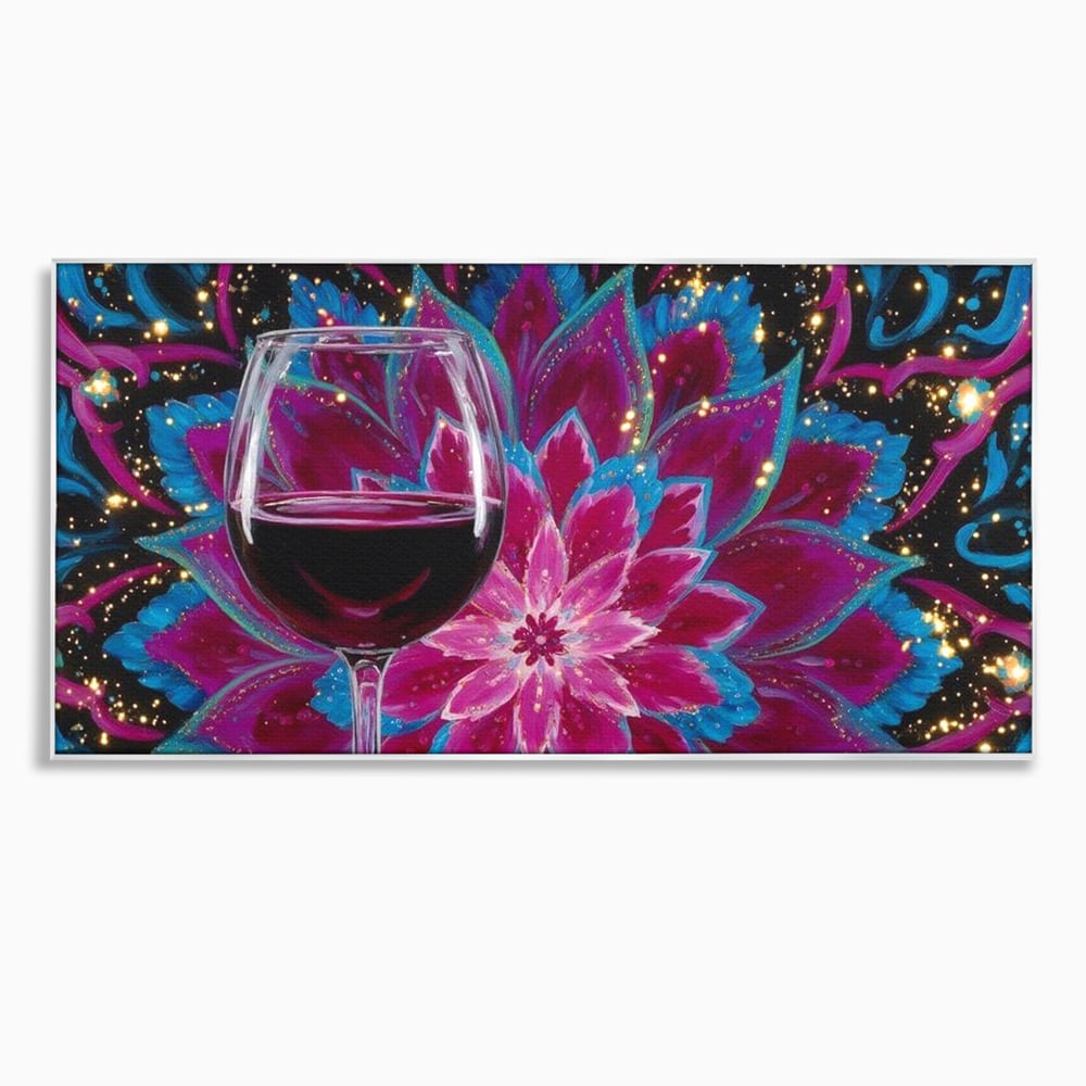 Premium-Leinwandbilder, LuxCanva® N1158, Magischer Kelch, Rotwein, Getränk, Mandala, golden, schimmernd, Blütenblätter, Pub, Bar, Lounge, Restaurant, Küche