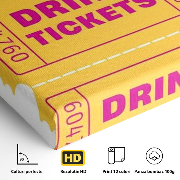 Leinwand Premium Canvas Wall Art, LuxCanva® N1160, Tickets für neue Erinnerungen, Tickets, Getränke, Party, Cocktail, Festival, Kneipe, Bar, Lounge, Restaurant, Küche