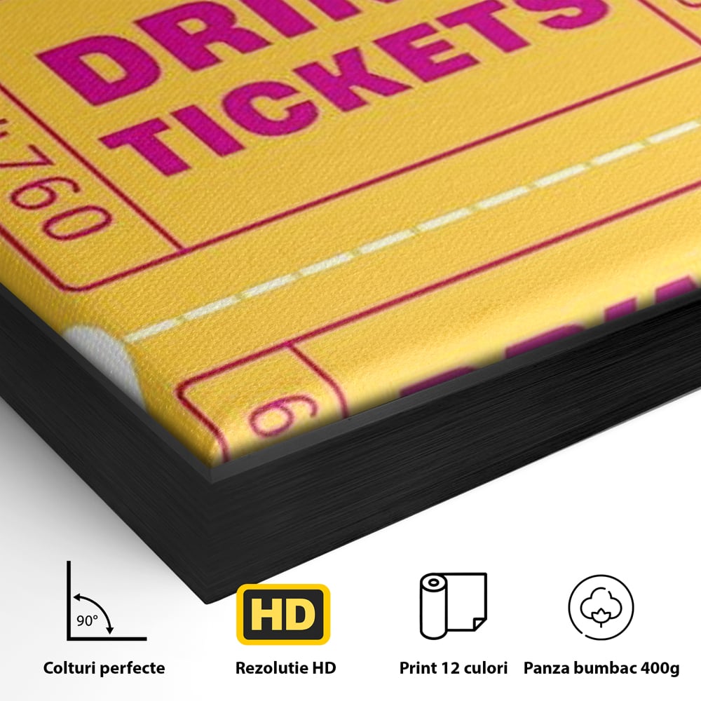 Leinwand Premium Canvas Wall Art, LuxCanva® N1160, Tickets für neue Erinnerungen, Tickets, Getränke, Party, Cocktail, Festival, Kneipe, Bar, Lounge, Restaurant, Küche