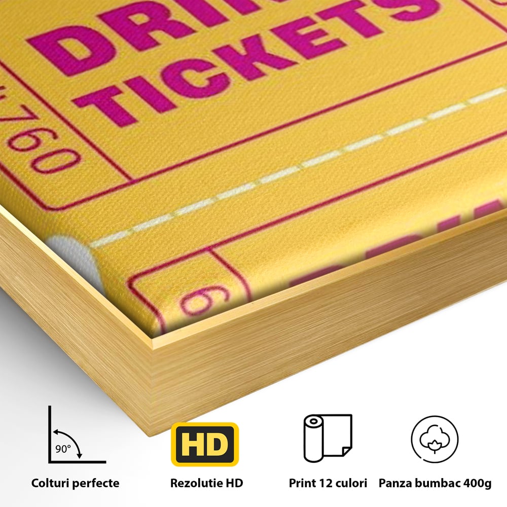Leinwand Premium Canvas Wall Art, LuxCanva® N1160, Tickets für neue Erinnerungen, Tickets, Getränke, Party, Cocktail, Festival, Kneipe, Bar, Lounge, Restaurant, Küche