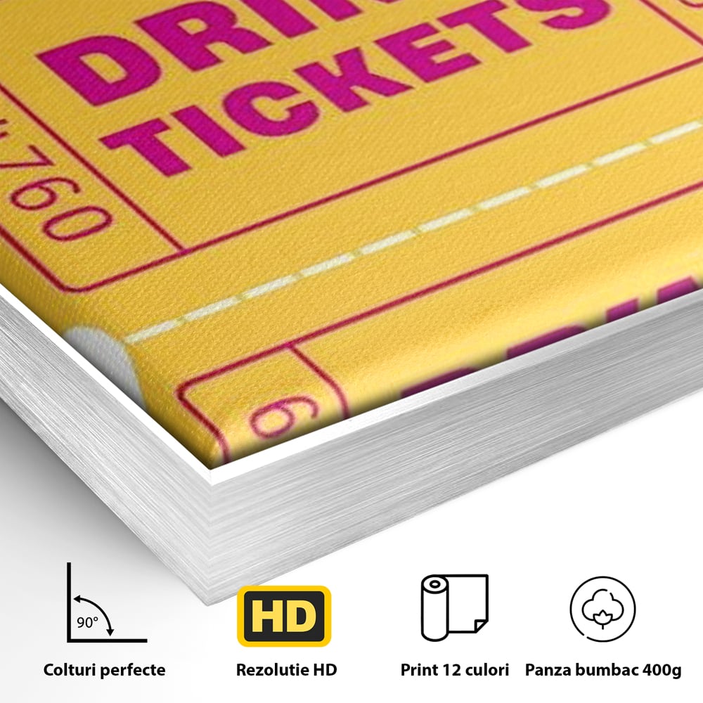 Leinwand Premium Canvas Wall Art, LuxCanva® N1160, Tickets für neue Erinnerungen, Tickets, Getränke, Party, Cocktail, Festival, Kneipe, Bar, Lounge, Restaurant, Küche