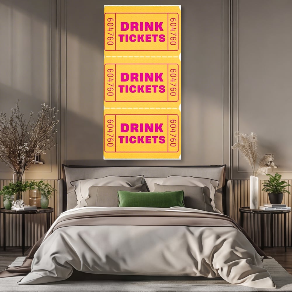 Leinwand Premium Canvas Wall Art, LuxCanva® N1160, Tickets für neue Erinnerungen, Tickets, Getränke, Party, Cocktail, Festival, Kneipe, Bar, Lounge, Restaurant, Küche