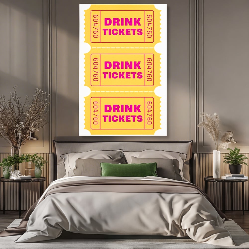Leinwand Premium Canvas Wall Art, LuxCanva® N1160, Tickets für neue Erinnerungen, Tickets, Getränke, Party, Cocktail, Festival, Kneipe, Bar, Lounge, Restaurant, Küche