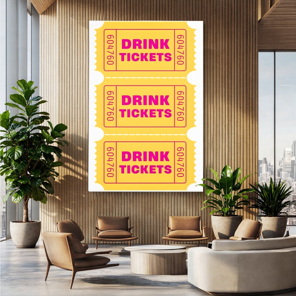 Leinwand Premium Canvas Wall Art, LuxCanva® N1160, Tickets für neue Erinnerungen, Tickets, Getränke, Party, Cocktail, Festival, Kneipe, Bar, Lounge, Restaurant, Küche