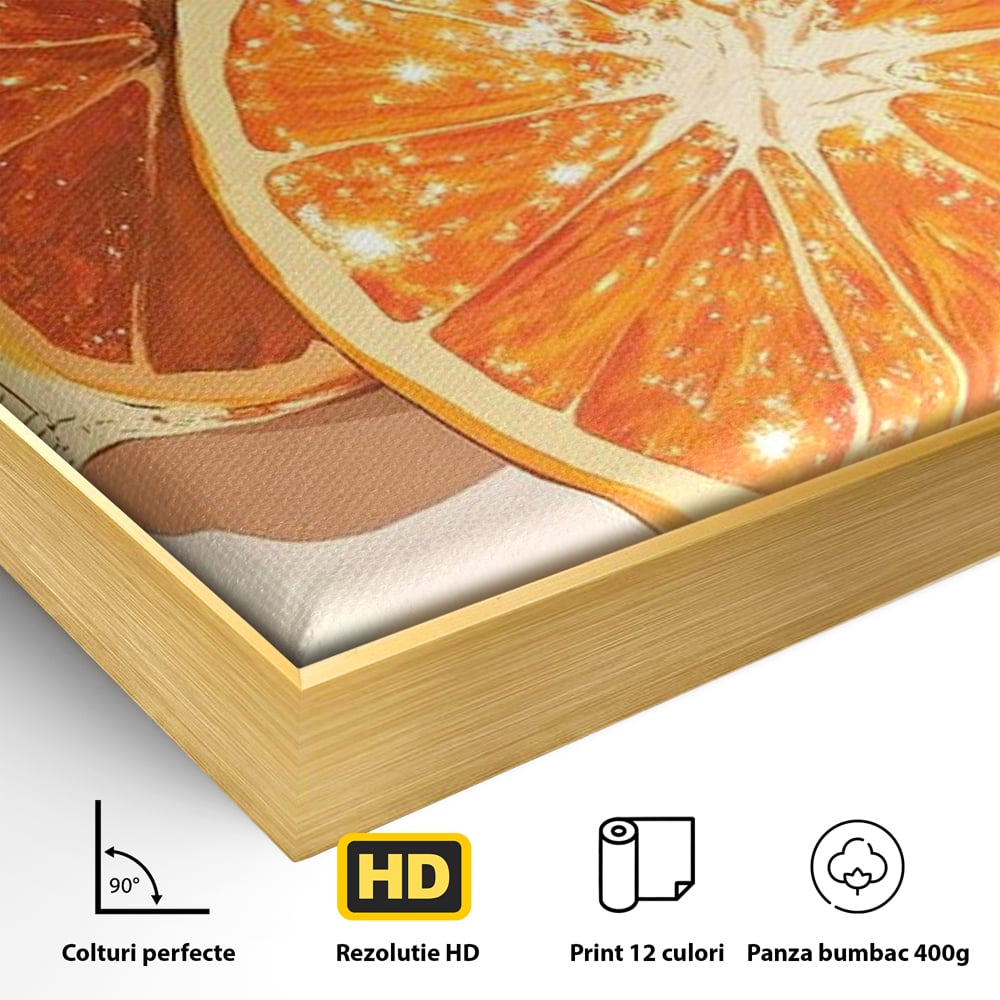 Leinwand Premium Canvas Wandbilder, LuxCanva® N1166, Sweet Reflections, Orange, Fruchtig, Disco, Funky, Party, Glam, Glitzer, Pub, Bar, Lounge, Restaurant, Küche