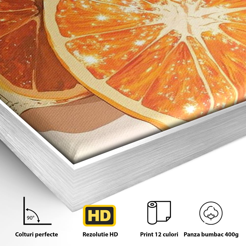 Leinwand Premium Canvas Wandbilder, LuxCanva® N1166, Sweet Reflections, Orange, Fruchtig, Disco, Funky, Party, Glam, Glitzer, Pub, Bar, Lounge, Restaurant, Küche
