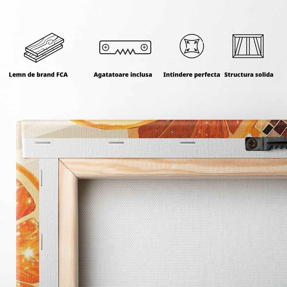 Leinwand Premium Canvas Wandbilder, LuxCanva® N1166, Sweet Reflections, Orange, Fruchtig, Disco, Funky, Party, Glam, Glitzer, Pub, Bar, Lounge, Restaurant, Küche