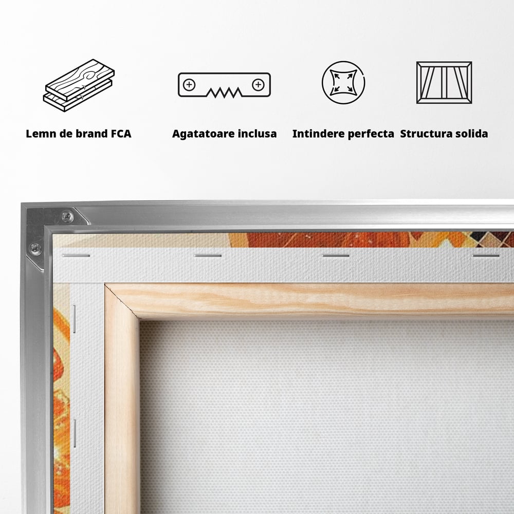 Leinwand Premium Canvas Wandbilder, LuxCanva® N1166, Sweet Reflections, Orange, Fruchtig, Disco, Funky, Party, Glam, Glitzer, Pub, Bar, Lounge, Restaurant, Küche