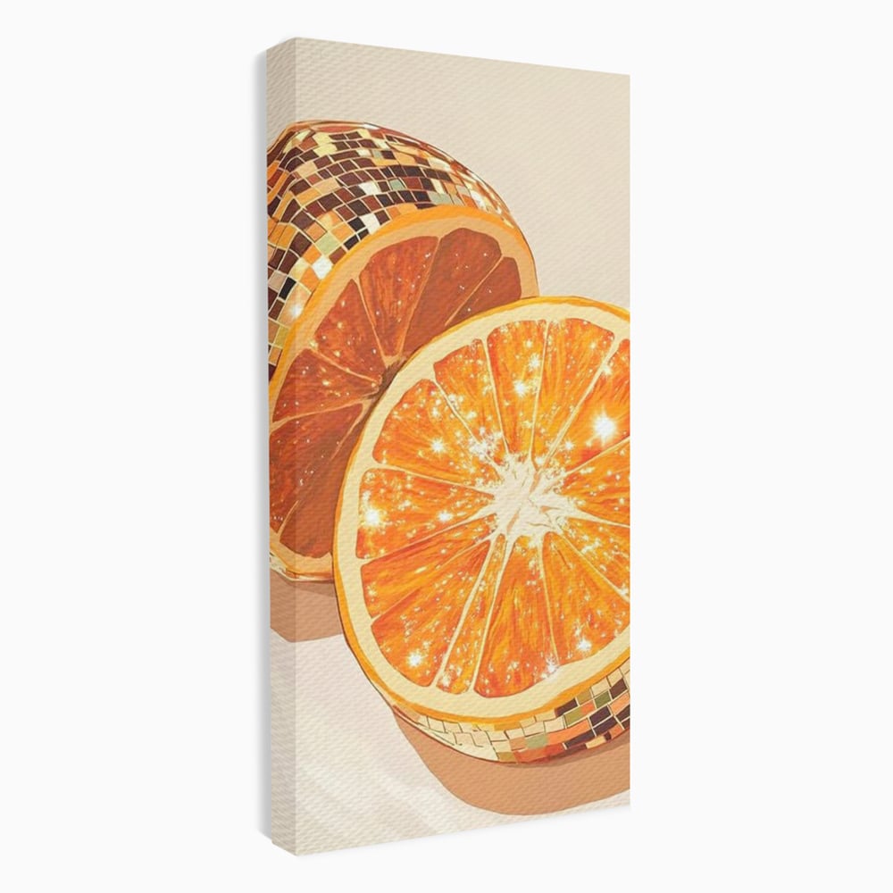 Leinwand Premium Canvas Wandbilder, LuxCanva® N1166, Sweet Reflections, Orange, Fruchtig, Disco, Funky, Party, Glam, Glitzer, Pub, Bar, Lounge, Restaurant, Küche