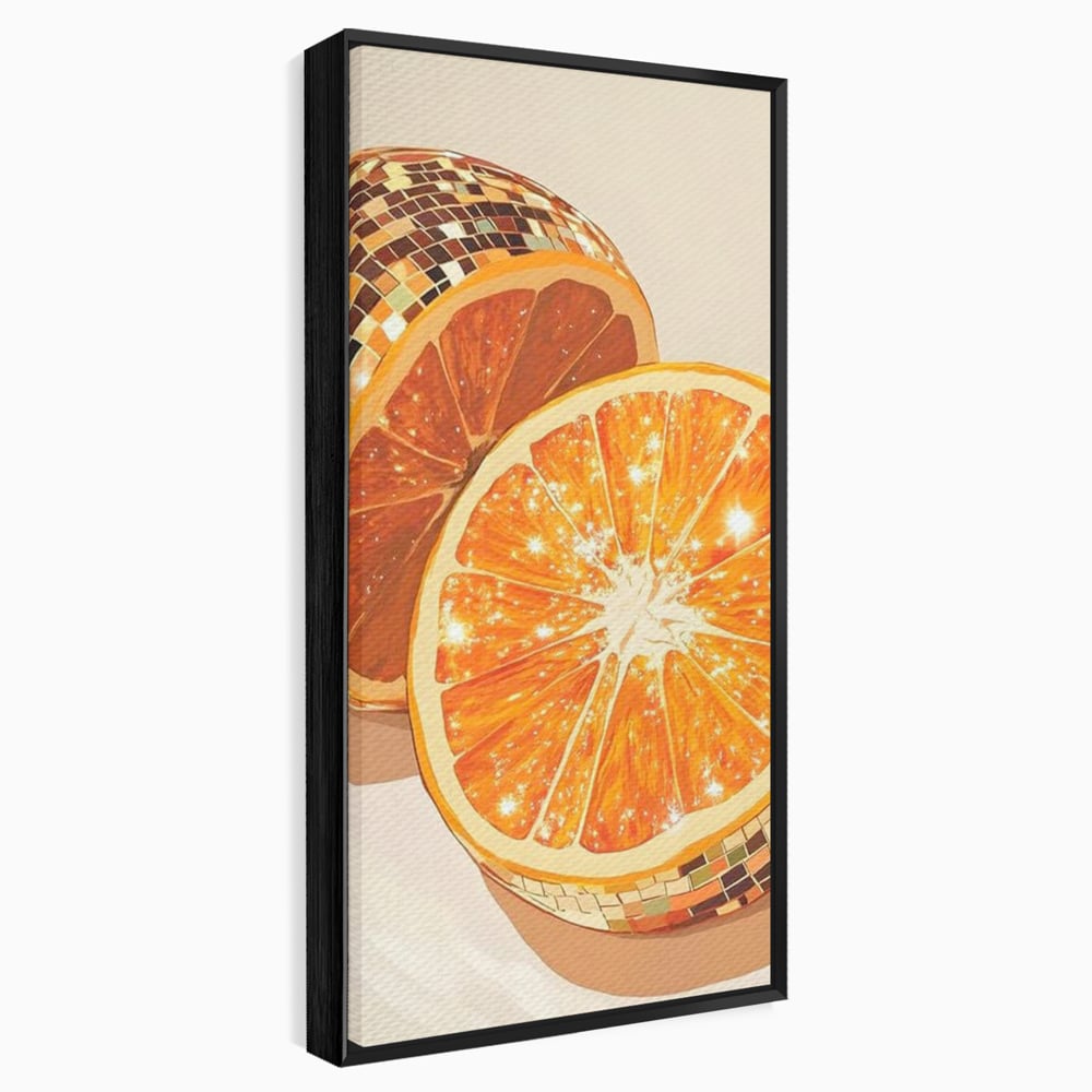 Leinwand Premium Canvas Wandbilder, LuxCanva® N1166, Sweet Reflections, Orange, Fruchtig, Disco, Funky, Party, Glam, Glitzer, Pub, Bar, Lounge, Restaurant, Küche