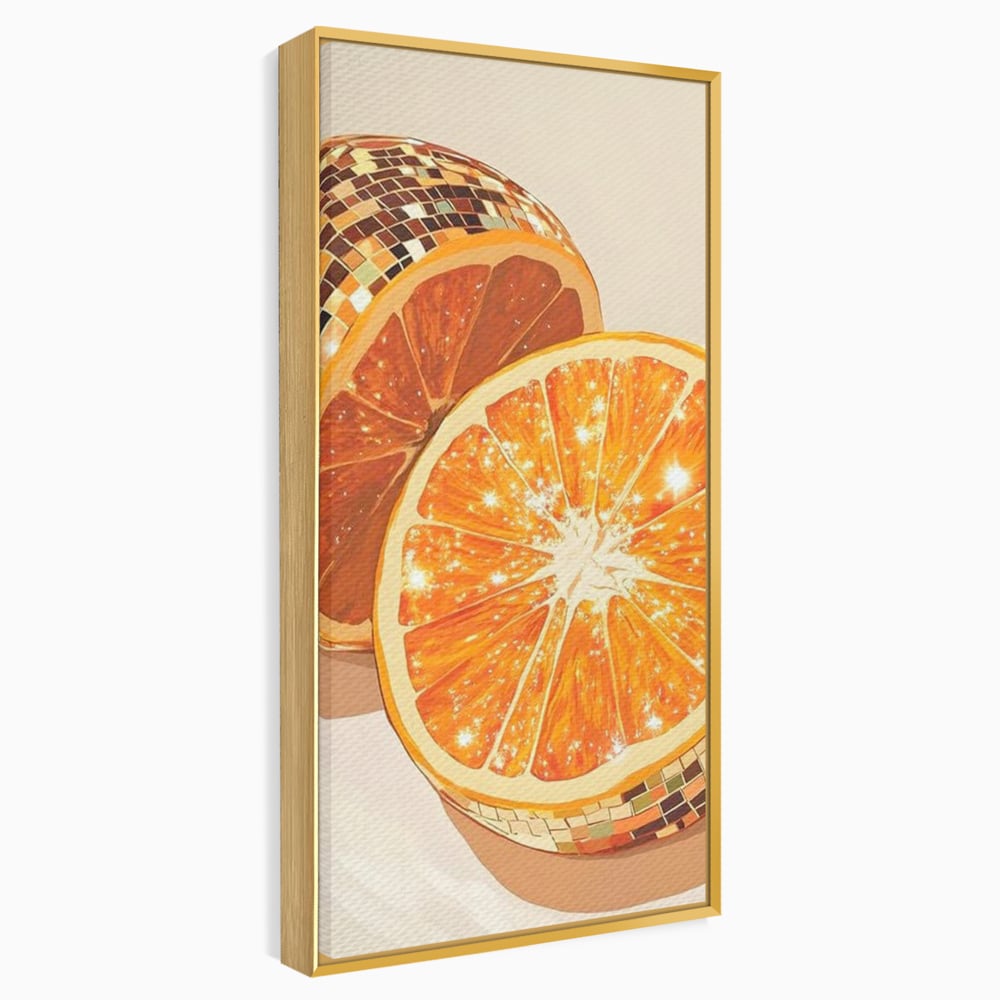 Leinwand Premium Canvas Wandbilder, LuxCanva® N1166, Sweet Reflections, Orange, Fruchtig, Disco, Funky, Party, Glam, Glitzer, Pub, Bar, Lounge, Restaurant, Küche