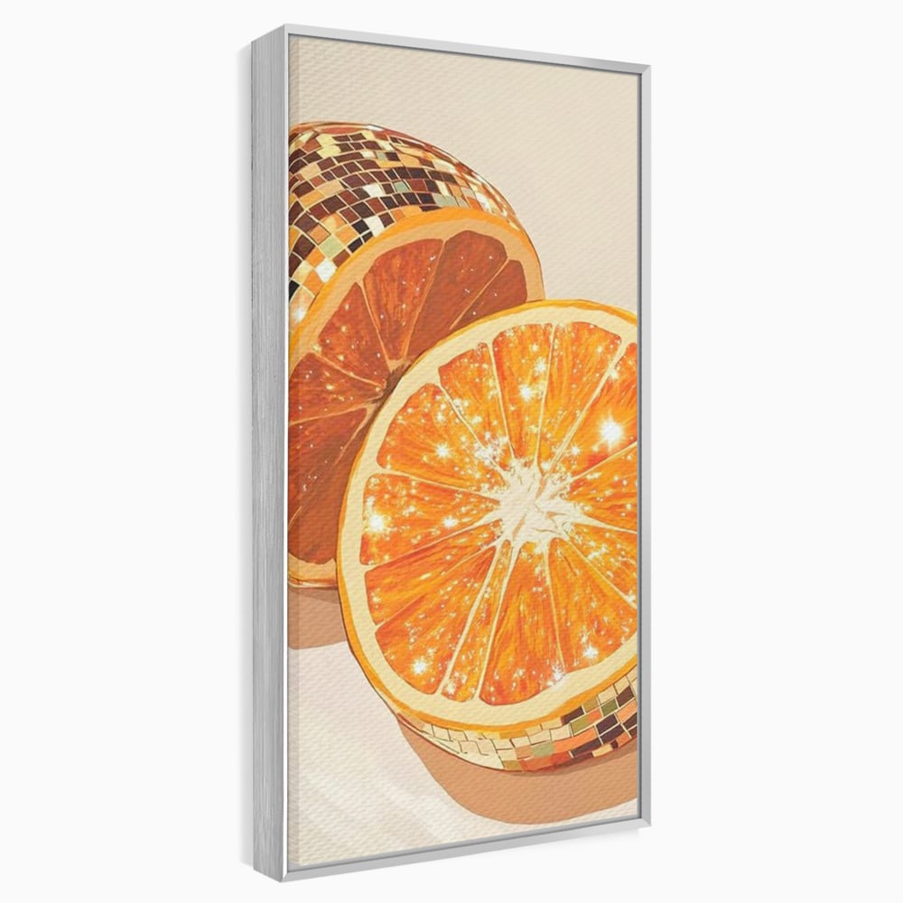 Leinwand Premium Canvas Wandbilder, LuxCanva® N1166, Sweet Reflections, Orange, Fruchtig, Disco, Funky, Party, Glam, Glitzer, Pub, Bar, Lounge, Restaurant, Küche