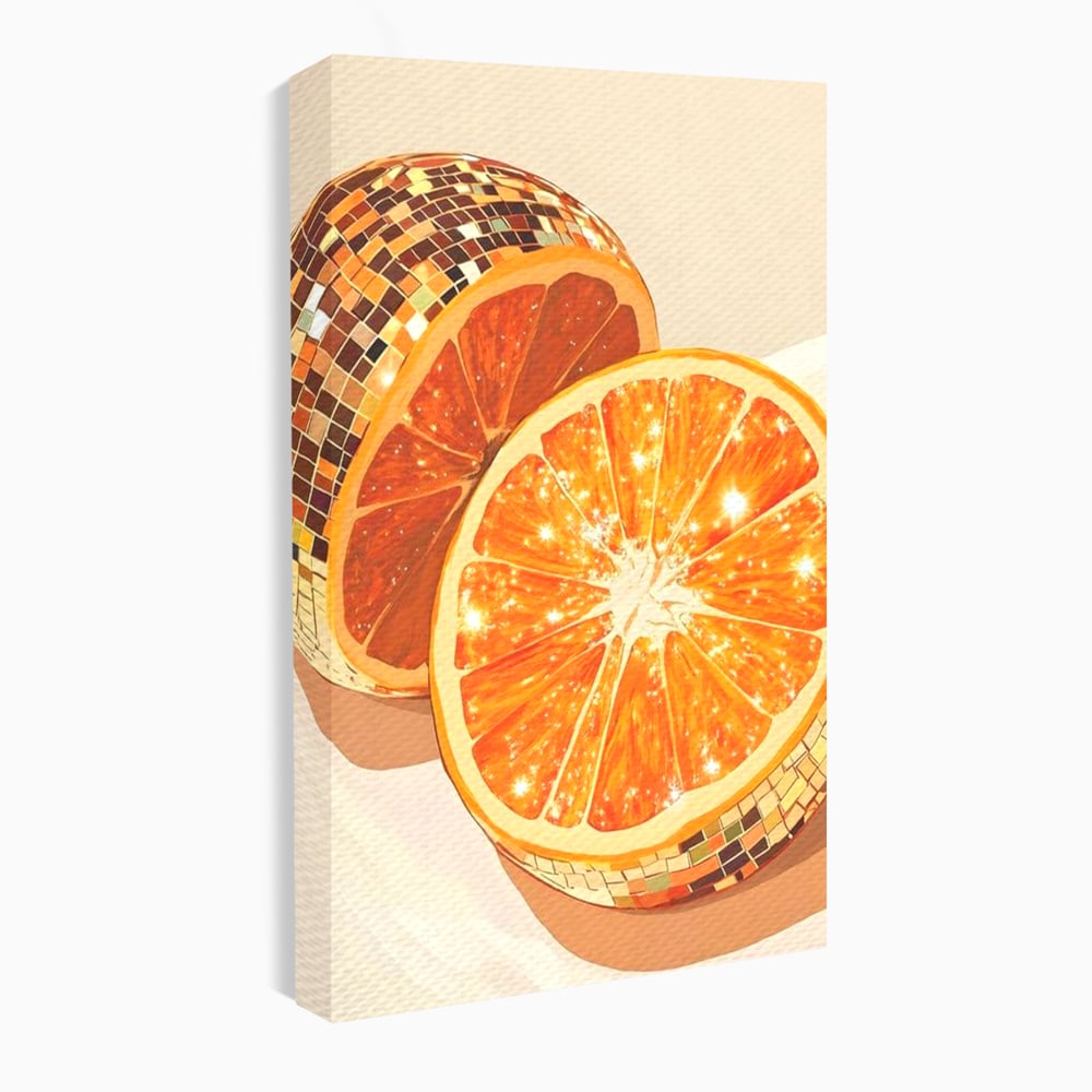 Leinwand Premium Canvas Wandbilder, LuxCanva® N1166, Sweet Reflections, Orange, Fruchtig, Disco, Funky, Party, Glam, Glitzer, Pub, Bar, Lounge, Restaurant, Küche