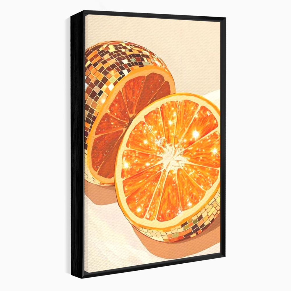 Leinwand Premium Canvas Wandbilder, LuxCanva® N1166, Sweet Reflections, Orange, Fruchtig, Disco, Funky, Party, Glam, Glitzer, Pub, Bar, Lounge, Restaurant, Küche