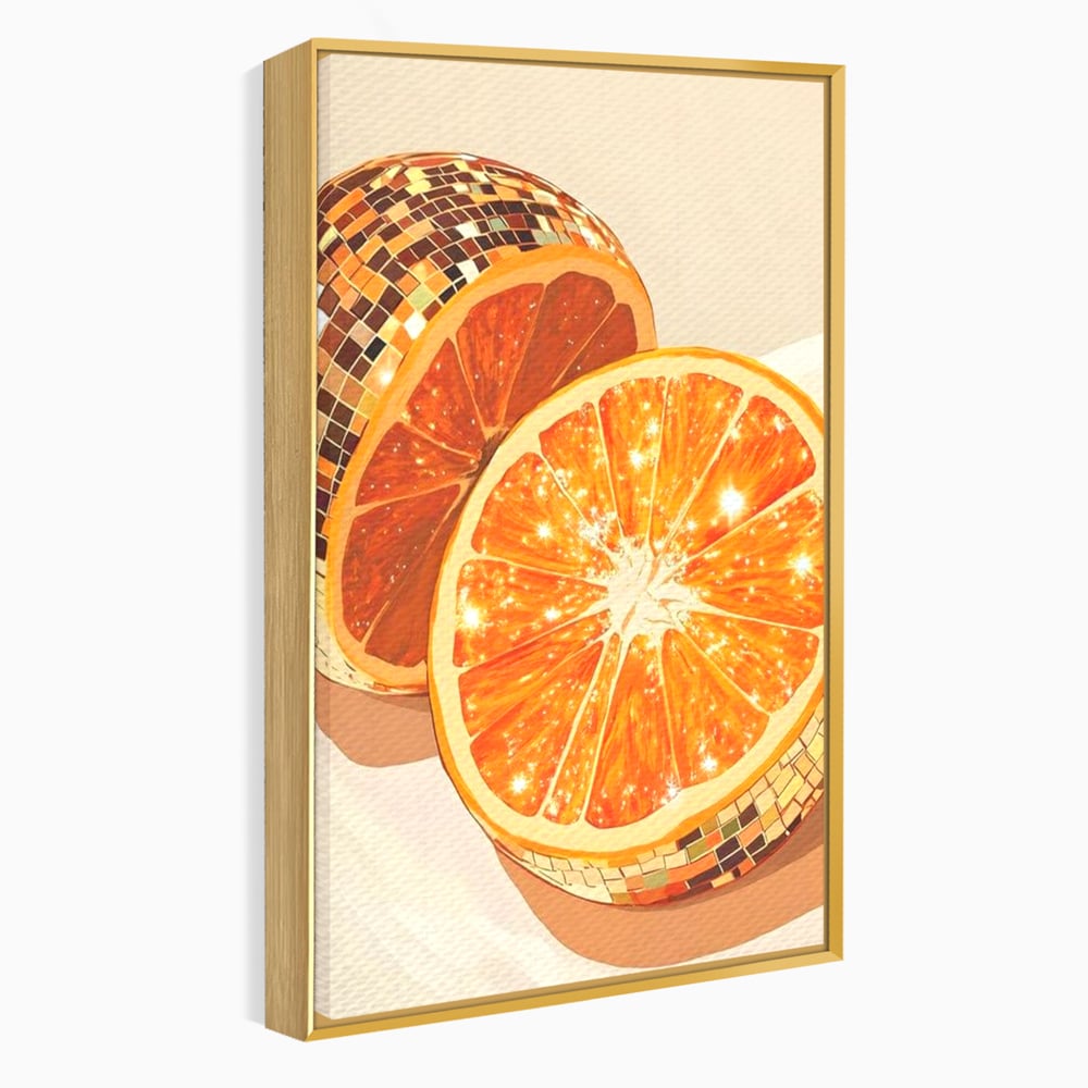 Leinwand Premium Canvas Wandbilder, LuxCanva® N1166, Sweet Reflections, Orange, Fruchtig, Disco, Funky, Party, Glam, Glitzer, Pub, Bar, Lounge, Restaurant, Küche