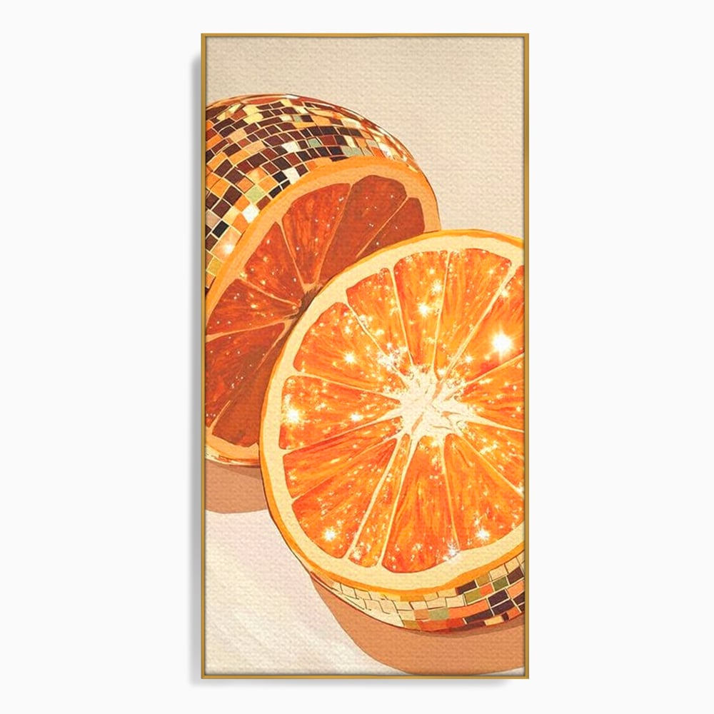 Leinwand Premium Canvas Wandbilder, LuxCanva® N1166, Sweet Reflections, Orange, Fruchtig, Disco, Funky, Party, Glam, Glitzer, Pub, Bar, Lounge, Restaurant, Küche