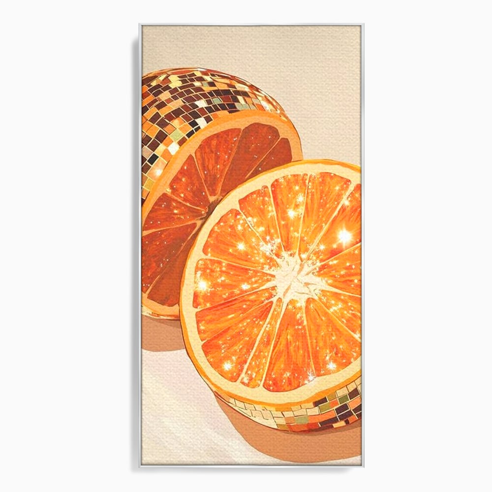 Leinwand Premium Canvas Wandbilder, LuxCanva® N1166, Sweet Reflections, Orange, Fruchtig, Disco, Funky, Party, Glam, Glitzer, Pub, Bar, Lounge, Restaurant, Küche