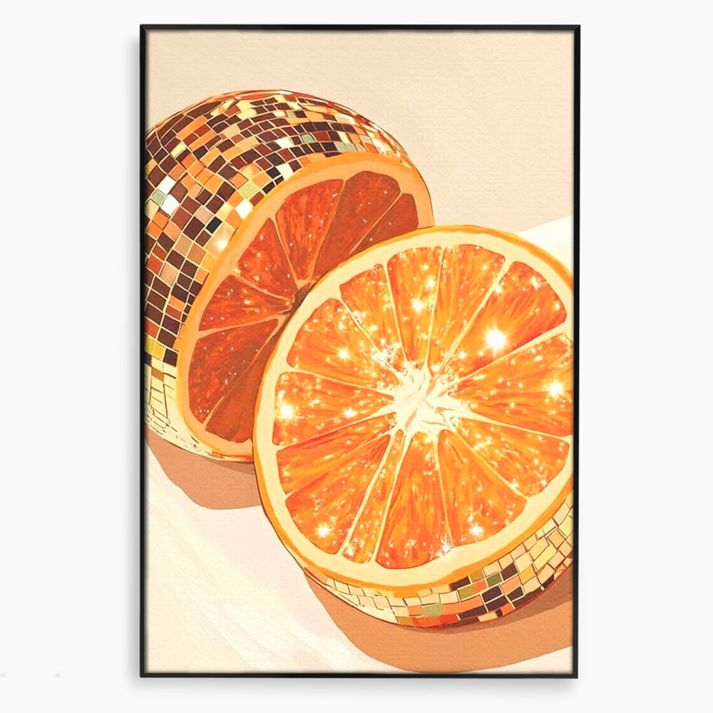 Leinwand Premium Canvas Wandbilder, LuxCanva® N1166, Sweet Reflections, Orange, Fruchtig, Disco, Funky, Party, Glam, Glitzer, Pub, Bar, Lounge, Restaurant, Küche