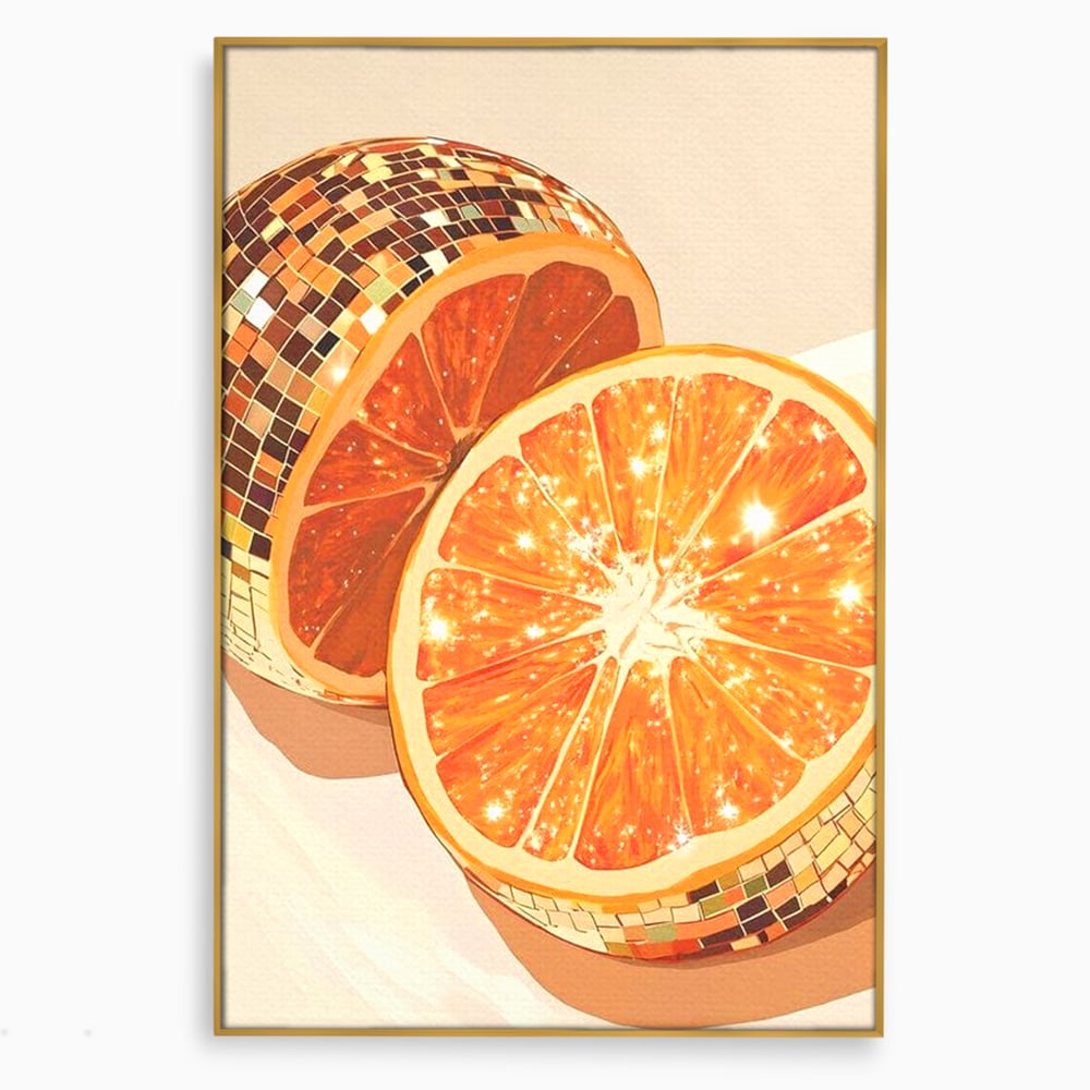 Leinwand Premium Canvas Wandbilder, LuxCanva® N1166, Sweet Reflections, Orange, Fruchtig, Disco, Funky, Party, Glam, Glitzer, Pub, Bar, Lounge, Restaurant, Küche