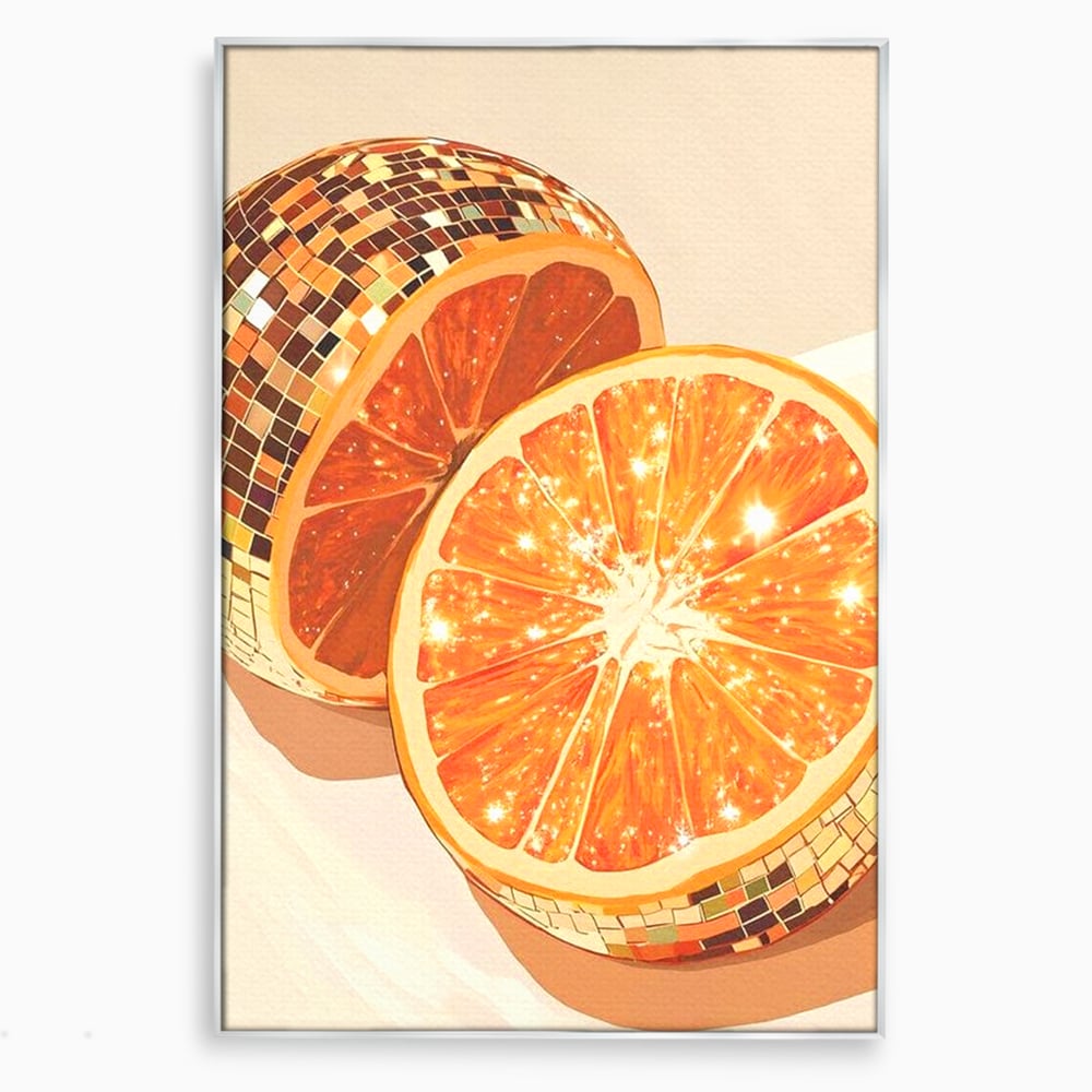 Leinwand Premium Canvas Wandbilder, LuxCanva® N1166, Sweet Reflections, Orange, Fruchtig, Disco, Funky, Party, Glam, Glitzer, Pub, Bar, Lounge, Restaurant, Küche