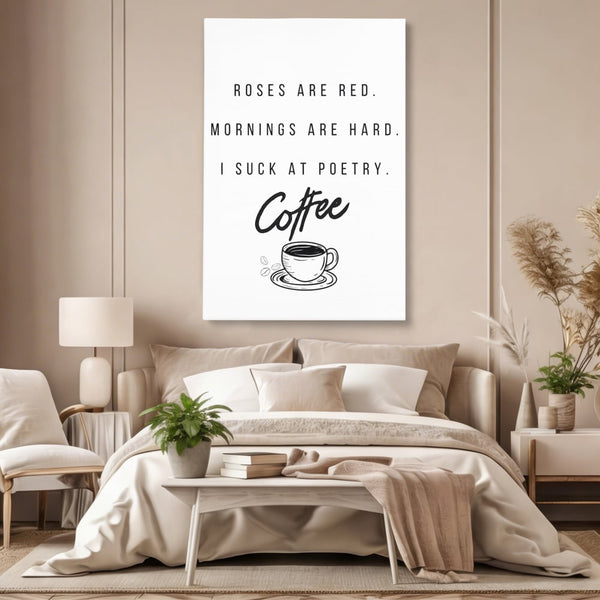 Tablou Canvas Premium, LuxCanva® N1169, Un Mic Poem Aromat, Cafea, Poezie, Dimineata, Design, Modern, Amuzant, Cafenea, Pub, Bar, Lounge, Restaurant, Bucatarie