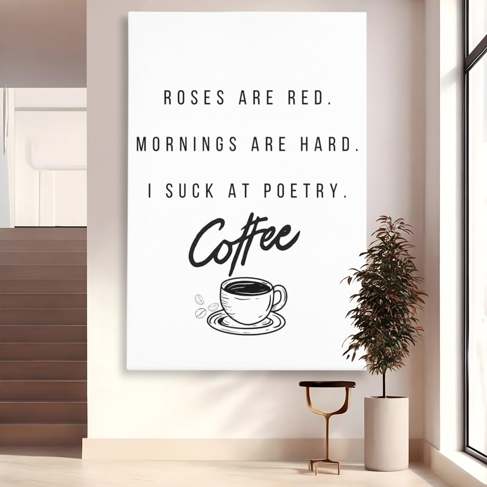 Tablou Canvas Premium, LuxCanva® N1169, Un Mic Poem Aromat, Cafea, Poezie, Dimineata, Design, Modern, Amuzant, Cafenea, Pub, Bar, Lounge, Restaurant, Bucatarie