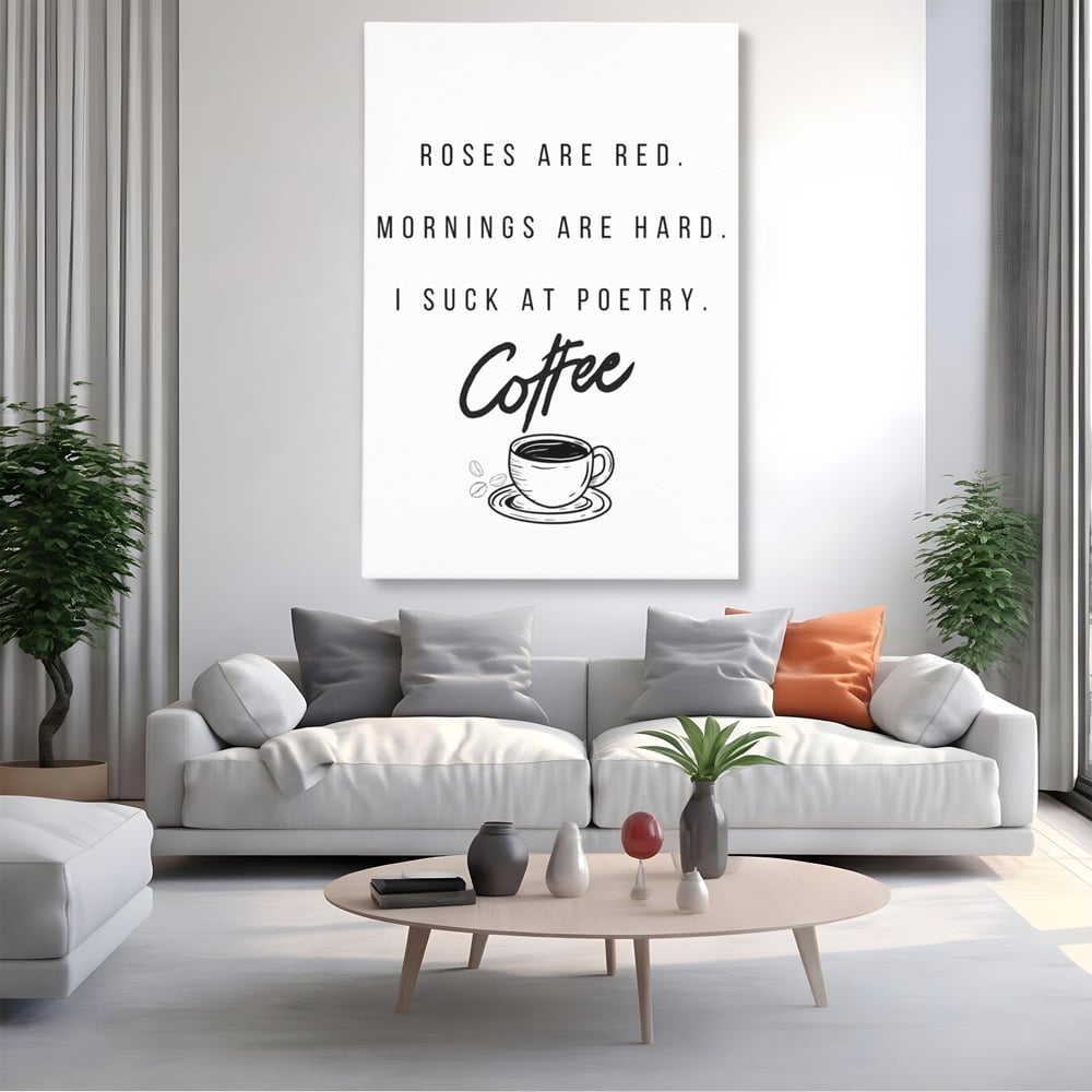 Tablou Canvas Premium, LuxCanva® N1169, Un Mic Poem Aromat, Cafea, Poezie, Dimineata, Design, Modern, Amuzant, Cafenea, Pub, Bar, Lounge, Restaurant, Bucatarie