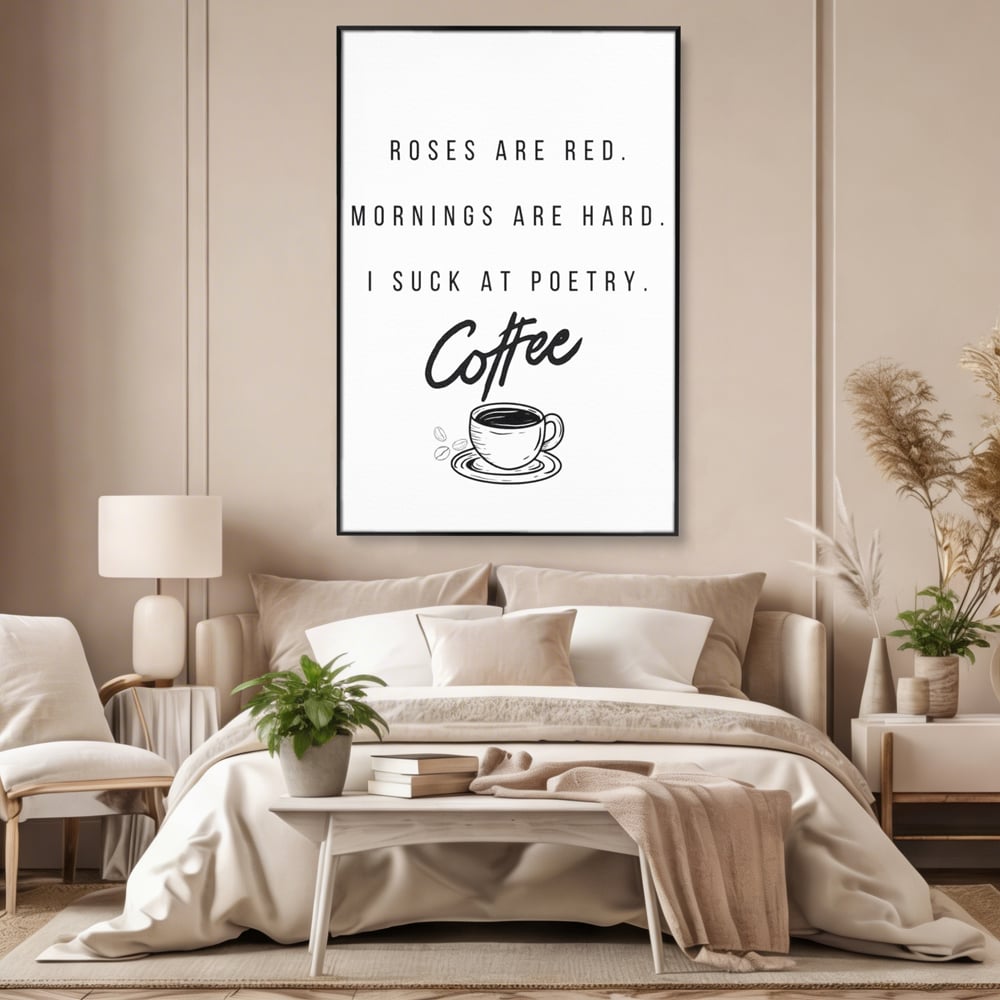 Tablou Canvas Premium, LuxCanva® N1169, Un Mic Poem Aromat, Cafea, Poezie, Dimineata, Design, Modern, Amuzant, Cafenea, Pub, Bar, Lounge, Restaurant, Bucatarie