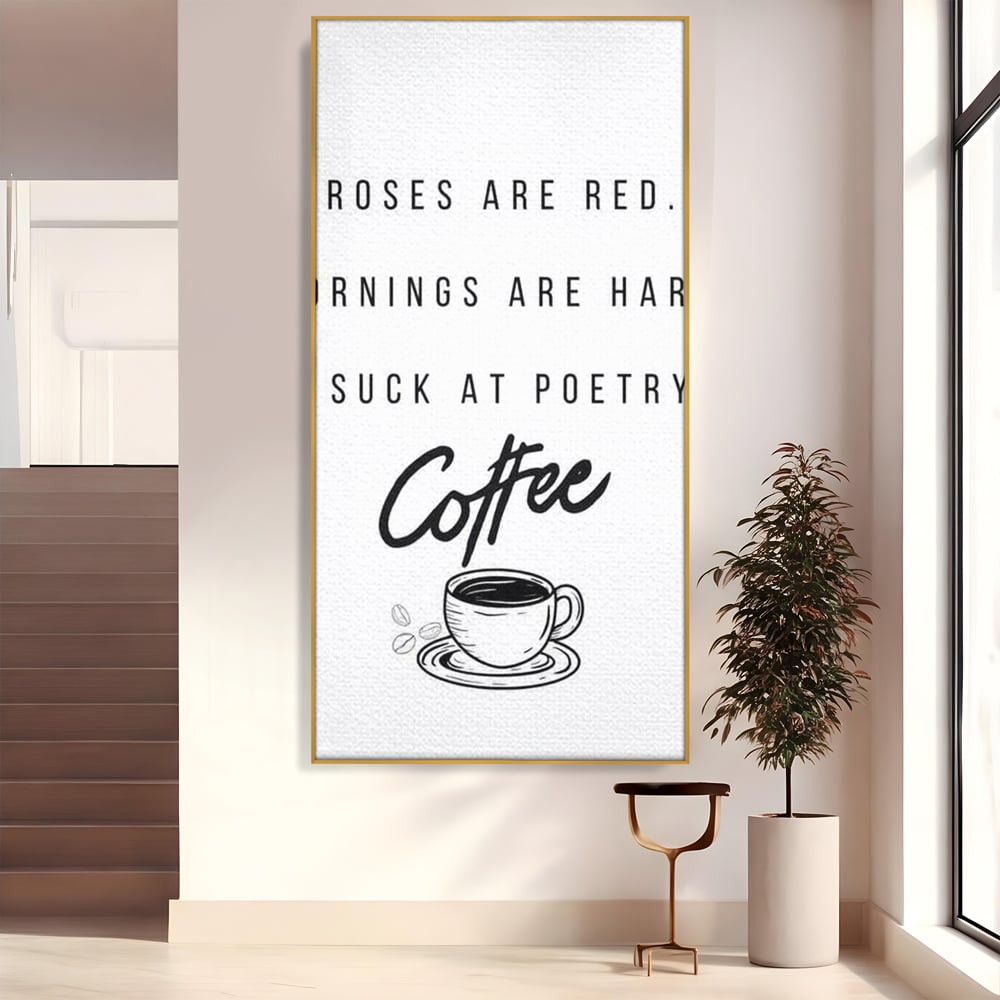 Tablou Canvas Premium, LuxCanva® N1169, Un Mic Poem Aromat, Cafea, Poezie, Dimineata, Design, Modern, Amuzant, Cafenea, Pub, Bar, Lounge, Restaurant, Bucatarie