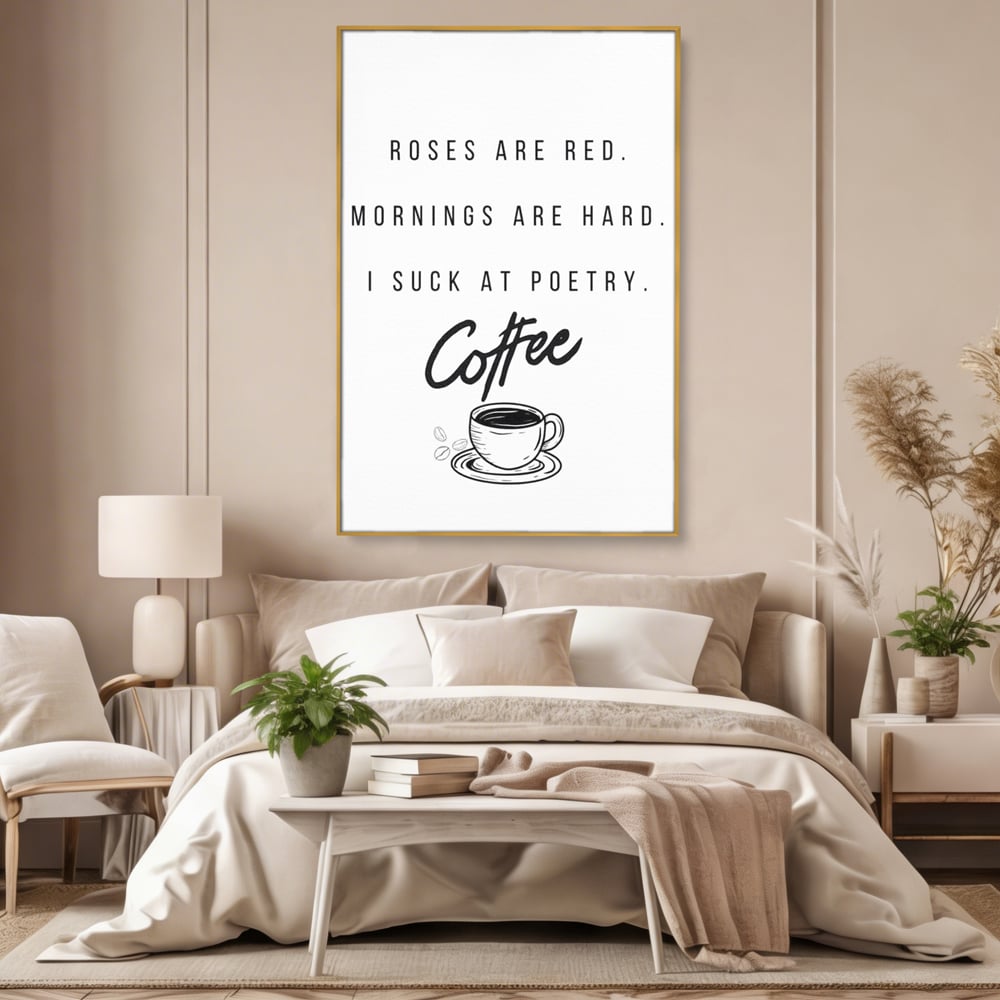 Tablou Canvas Premium, LuxCanva® N1169, Un Mic Poem Aromat, Cafea, Poezie, Dimineata, Design, Modern, Amuzant, Cafenea, Pub, Bar, Lounge, Restaurant, Bucatarie