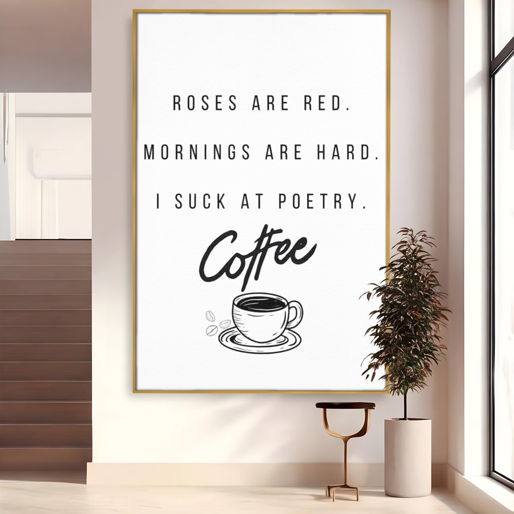 Tablou Canvas Premium, LuxCanva® N1169, Un Mic Poem Aromat, Cafea, Poezie, Dimineata, Design, Modern, Amuzant, Cafenea, Pub, Bar, Lounge, Restaurant, Bucatarie