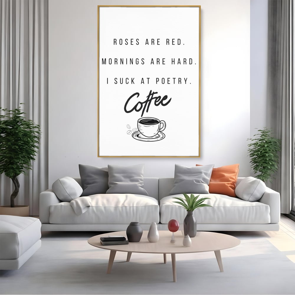Tablou Canvas Premium, LuxCanva® N1169, Un Mic Poem Aromat, Cafea, Poezie, Dimineata, Design, Modern, Amuzant, Cafenea, Pub, Bar, Lounge, Restaurant, Bucatarie